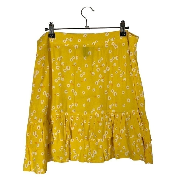 Forever 21 Yellow Calla Lily Peach Flounce Mini Skirt L - Picture 3 of 4